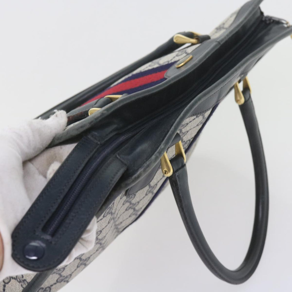 GUCCI GG Supreme Sherry Line Hand Bag PVC Leather Red Navy 010 378 59735