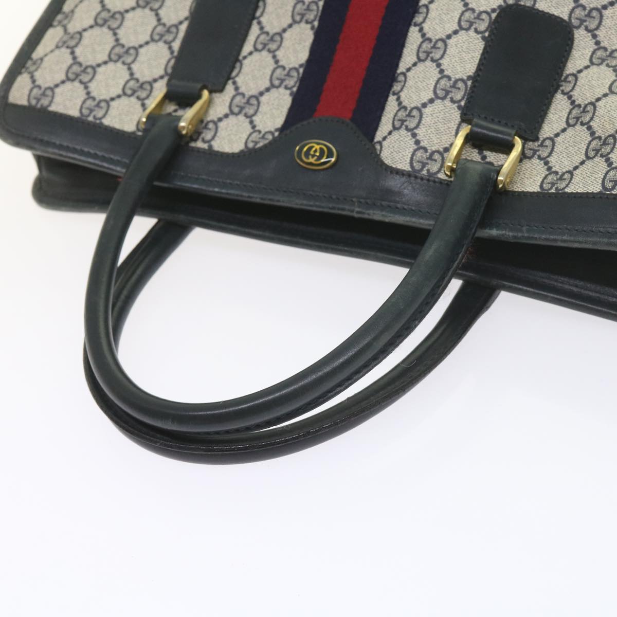 GUCCI GG Supreme Sherry Line Hand Bag PVC Leather Red Navy 010 378 59735