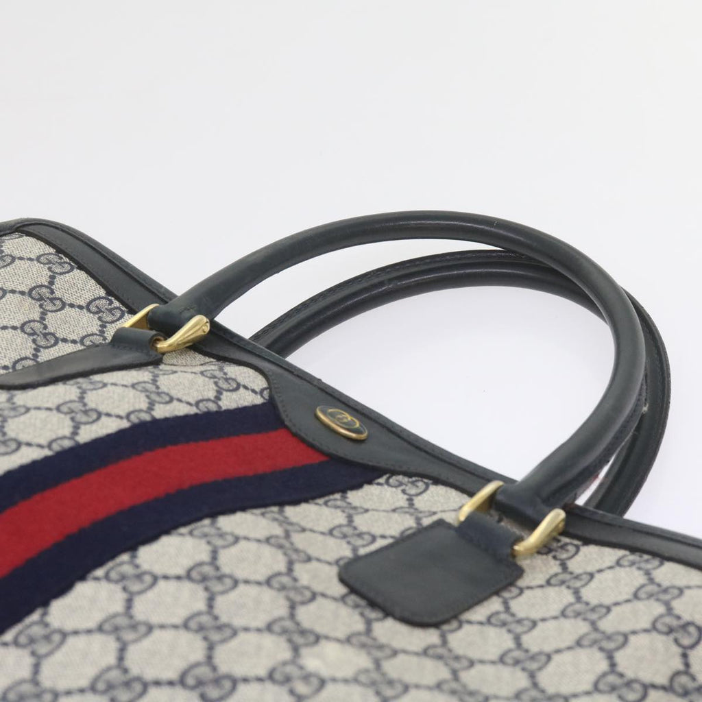 GUCCI GG Supreme Sherry Line Hand Bag PVC Leather Red Navy 010 378 59735