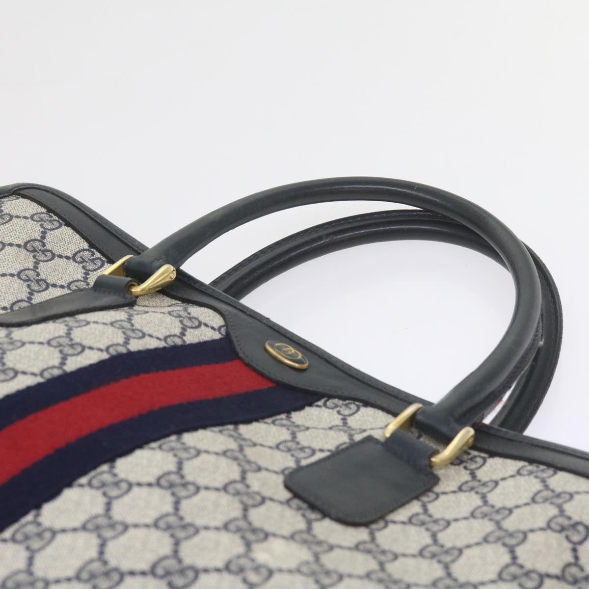 GUCCI GG Supreme Sherry Line Hand Bag PVC Leather Red Navy 010 378 59735