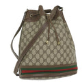 GUCCI GG Canvas Web Sherry Line Shoulder Bag PVC Beige Green Red 59737