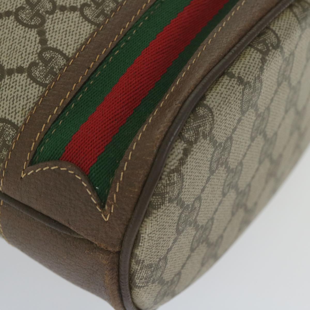 GUCCI GG Canvas Web Sherry Line Shoulder Bag PVC Beige Green Red 59737