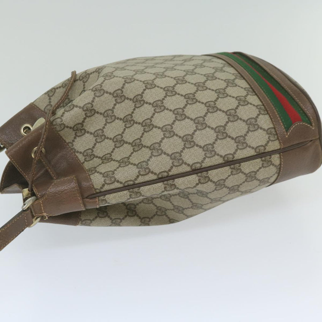 GUCCI GG Canvas Web Sherry Line Shoulder Bag PVC Beige Green Red 59737