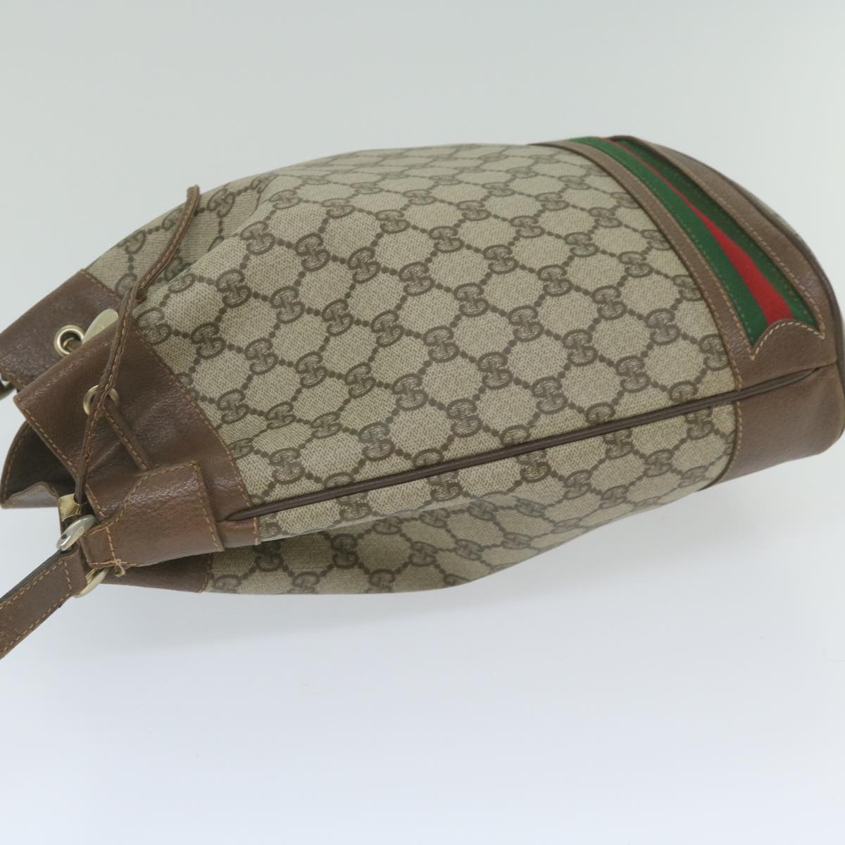 GUCCI GG Canvas Web Sherry Line Shoulder Bag PVC Beige Green Red 59737
