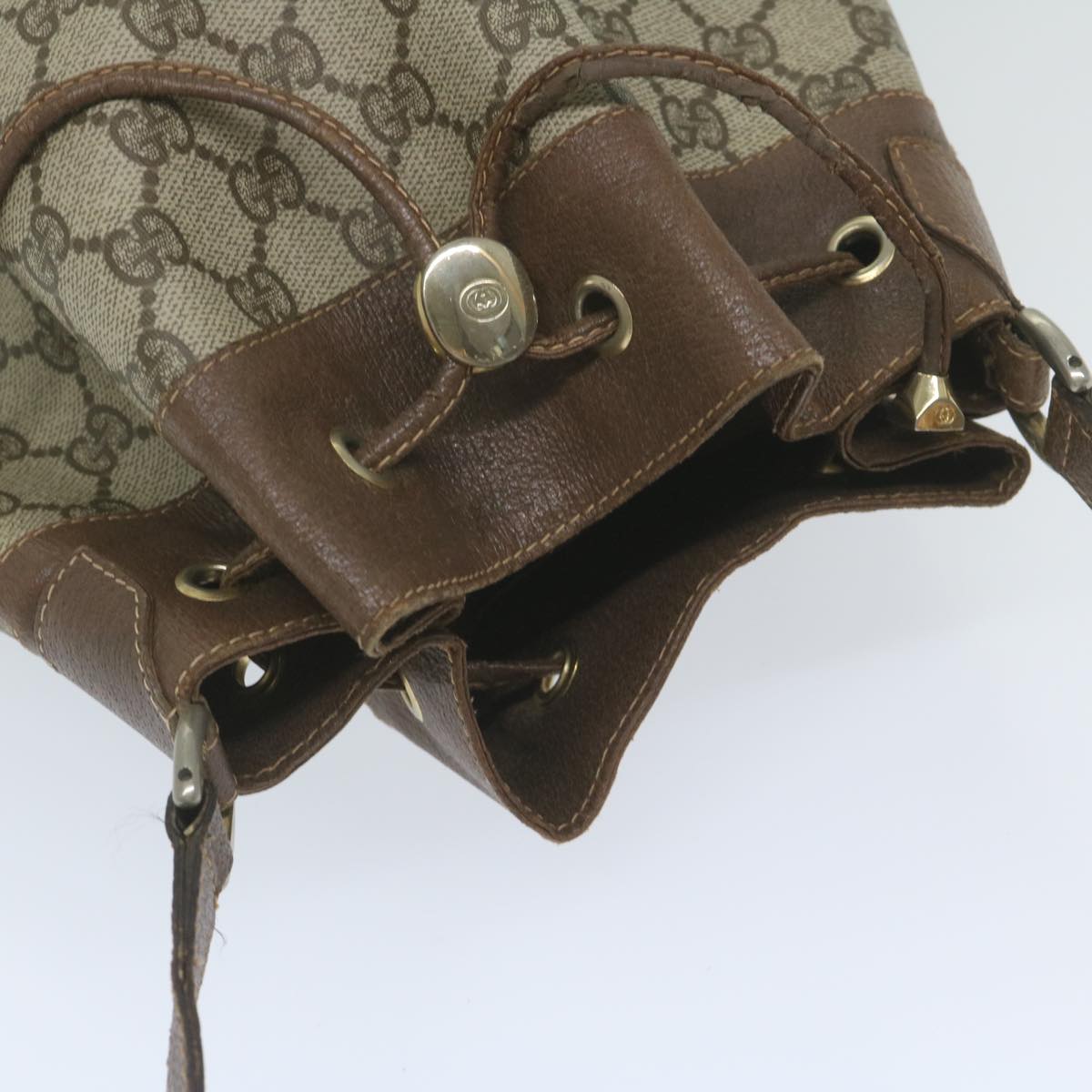 GUCCI GG Canvas Web Sherry Line Shoulder Bag PVC Beige Green Red 59737
