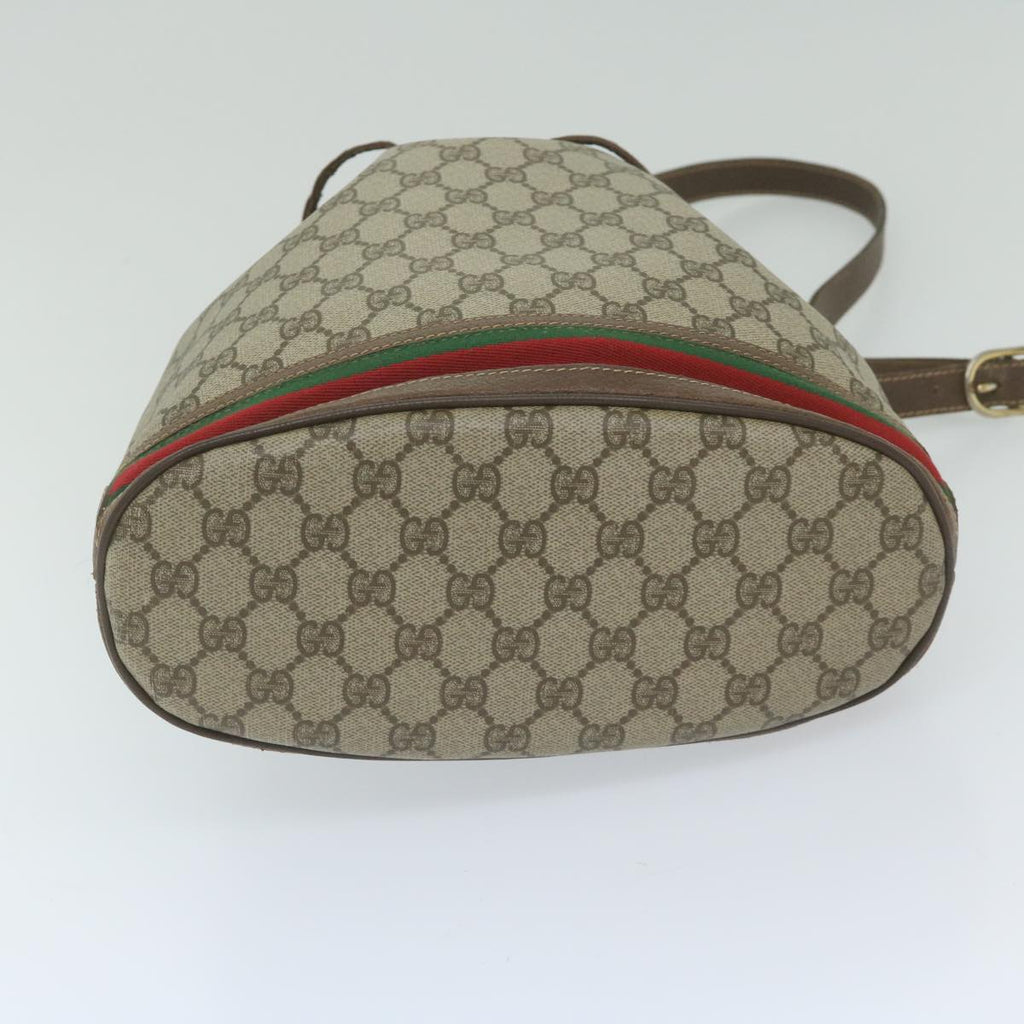 GUCCI GG Canvas Web Sherry Line Shoulder Bag PVC Beige Green Red 59737