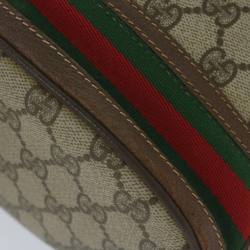 GUCCI GG Canvas Web Sherry Line Shoulder Bag PVC Beige Green Red 59737