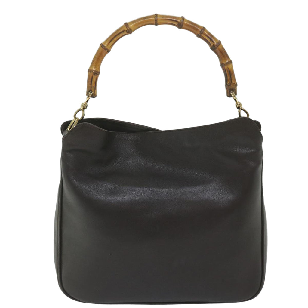 GUCCI Bamboo Shoulder Bag Leather 2way Brown 59744