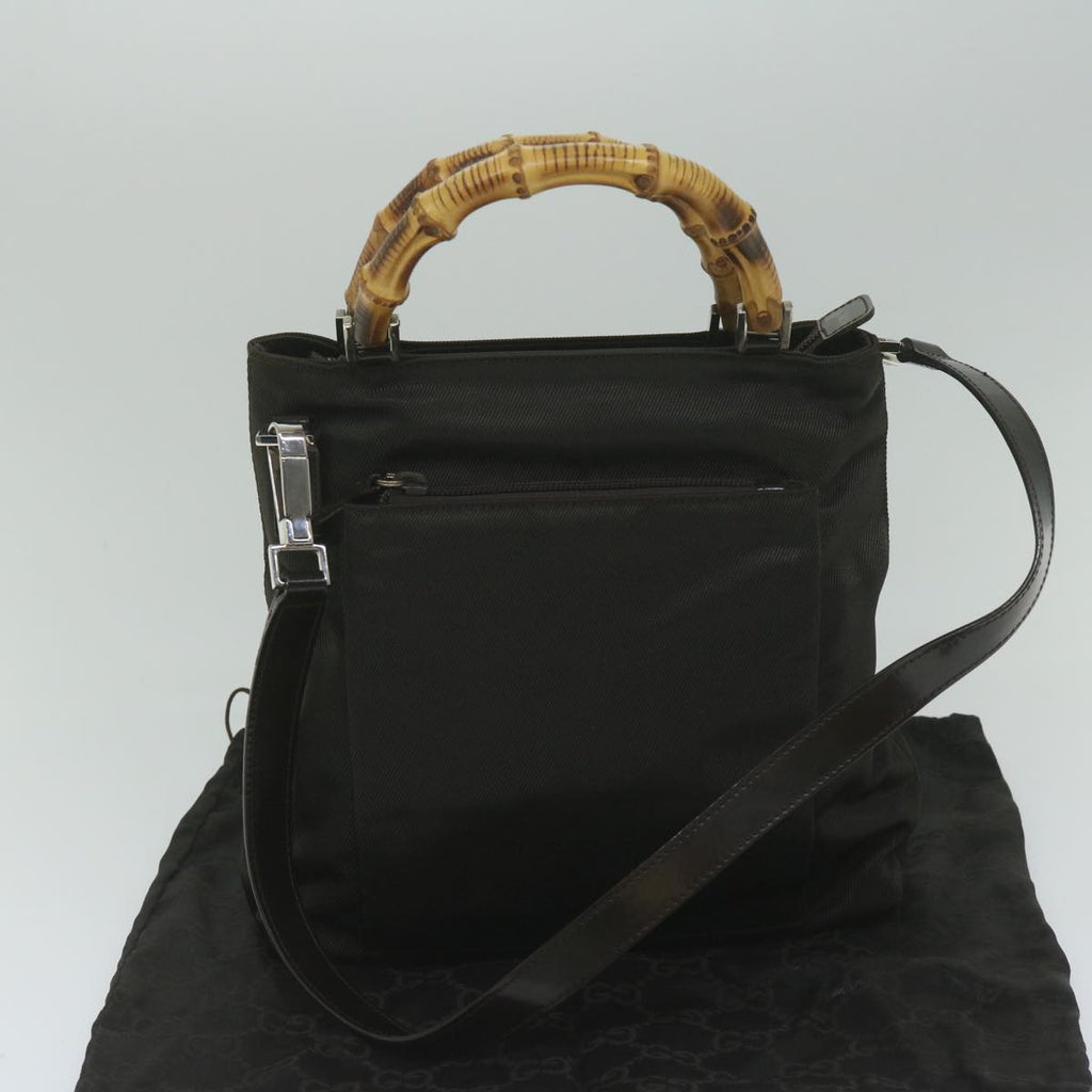 GUCCI Bamboo Hand Bag Nylon 2way Brown 59747