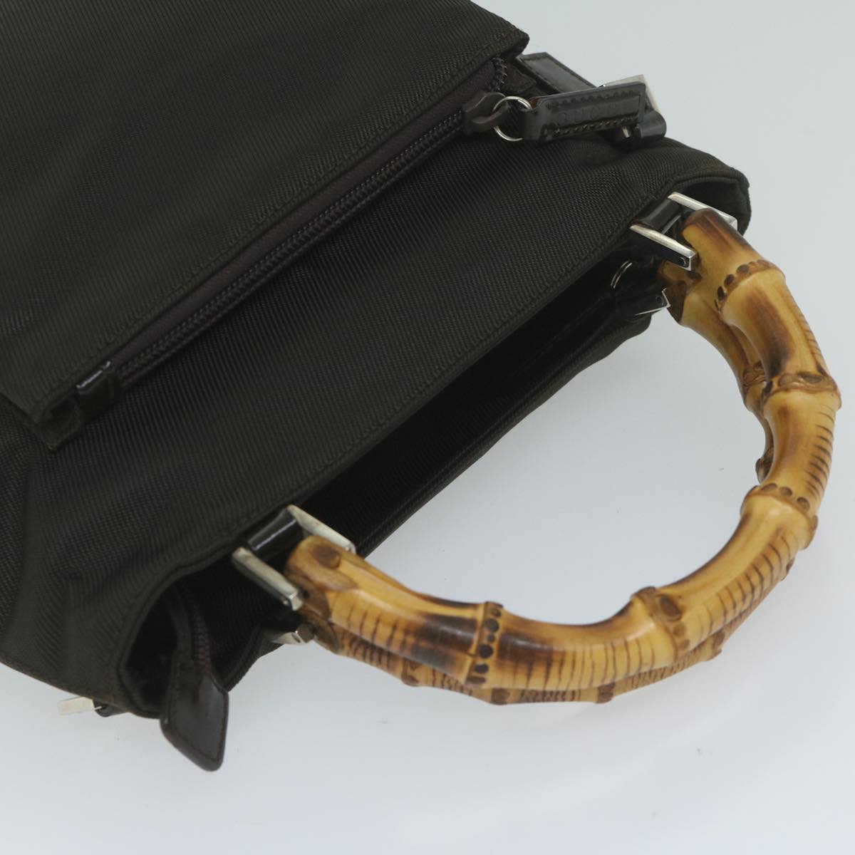 GUCCI Bamboo Hand Bag Nylon 2way Brown 59747
