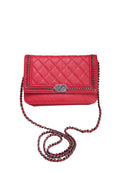 CHANEL LE BOY CHAIN AROUND RED WOC WALLET ON CHAIN