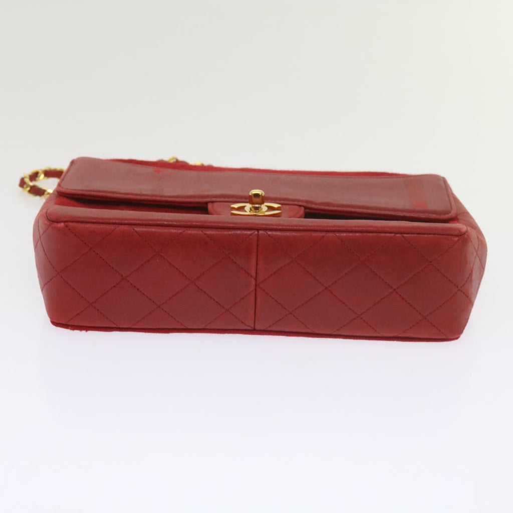 CHANEL Matelasse Chain Shoulder Bag Canvas Red CC 59869A