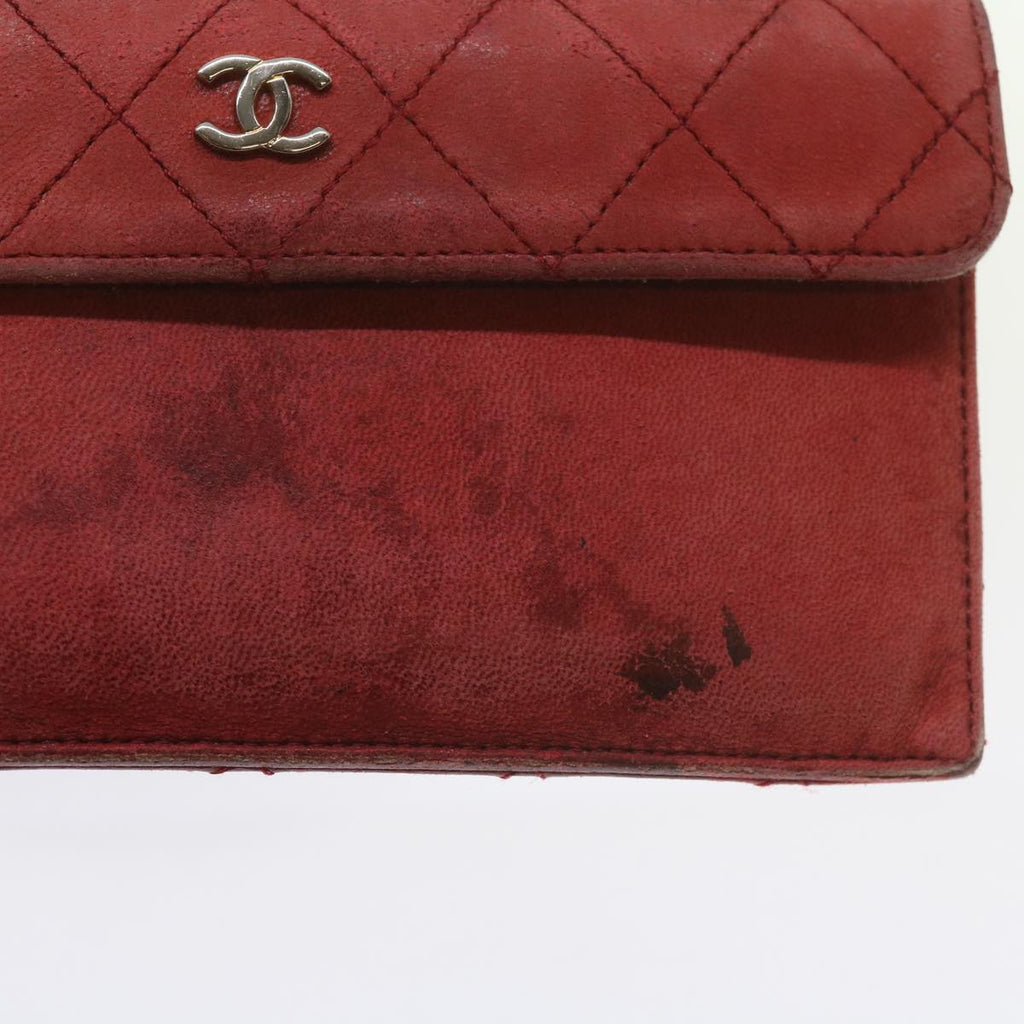 CHANEL Matelasse Chain Shoulder Bag Canvas Red CC 59869A