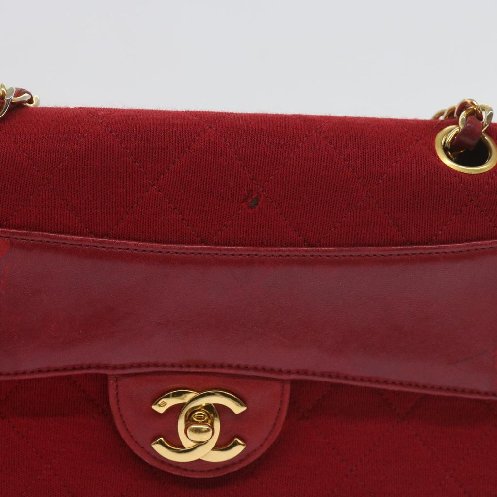 CHANEL Matelasse Chain Shoulder Bag Canvas Red CC 59869A