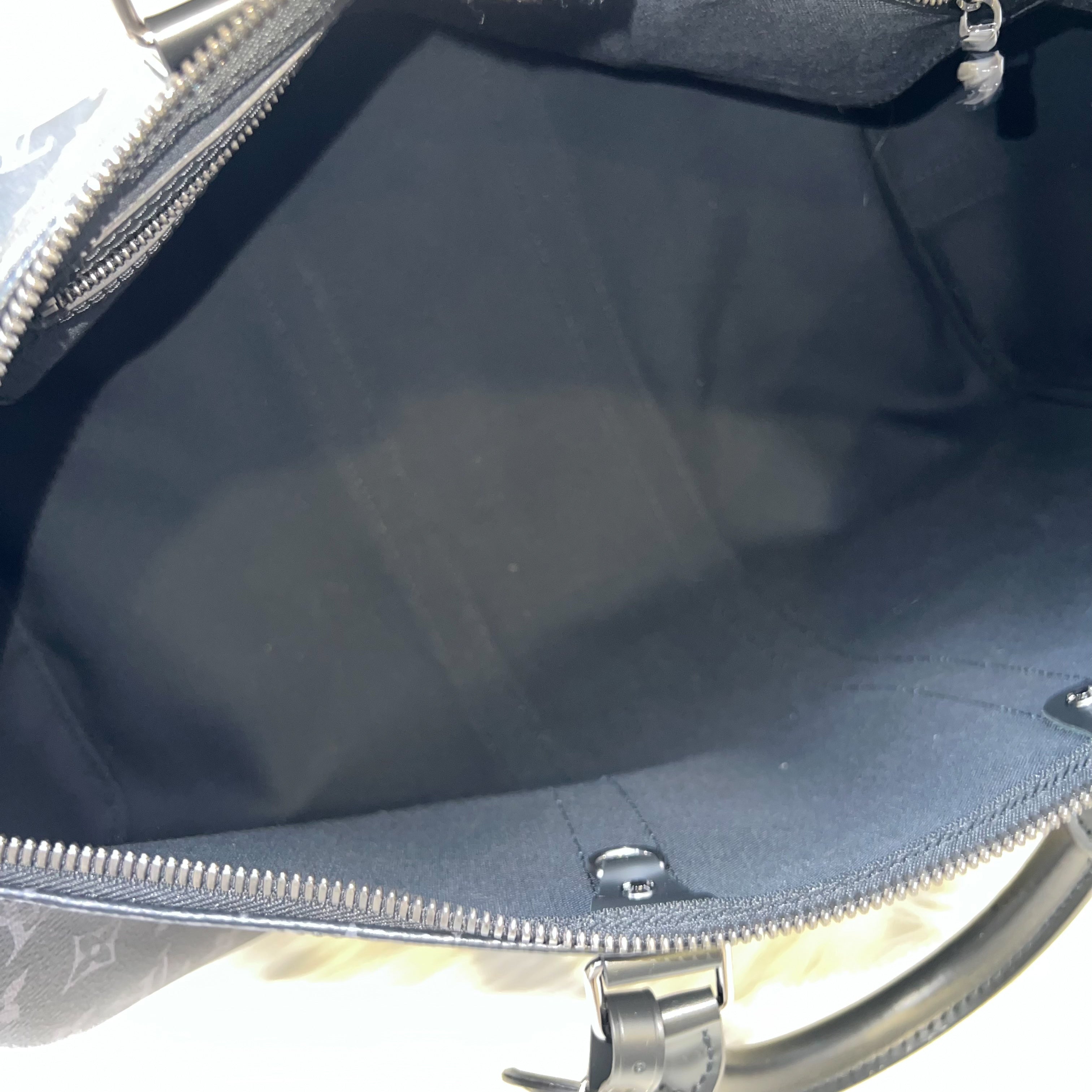 LV Keepall Bandouliere 45 in Monogram Eclipse Canvas and Dark SHW