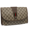 GUCCI GG Canvas Web Sherry Line Clutch Bag PVC Beige Green Red 59919