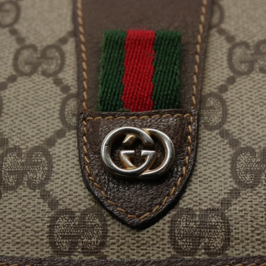 GUCCI GG Canvas Web Sherry Line Clutch Bag PVC Beige Green Red 59919