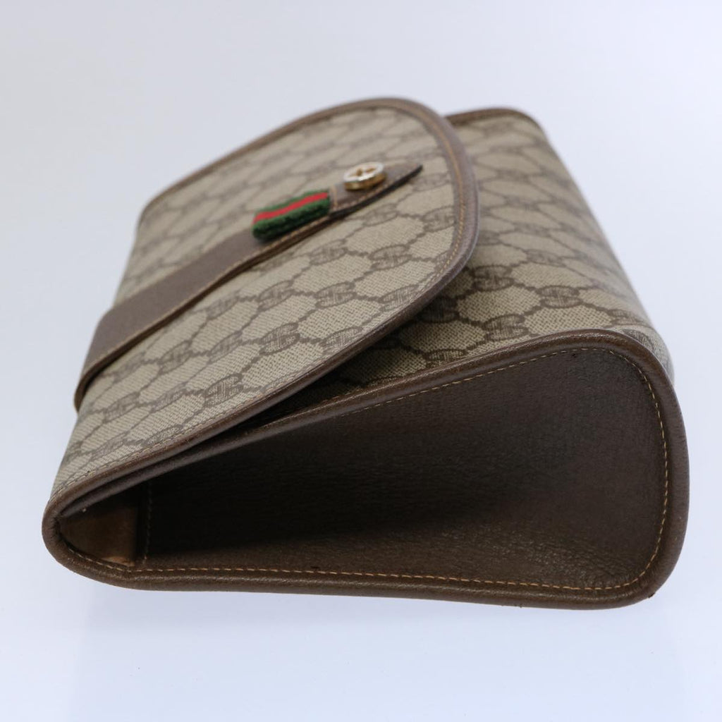 GUCCI GG Canvas Web Sherry Line Clutch Bag PVC Beige Green Red 59919