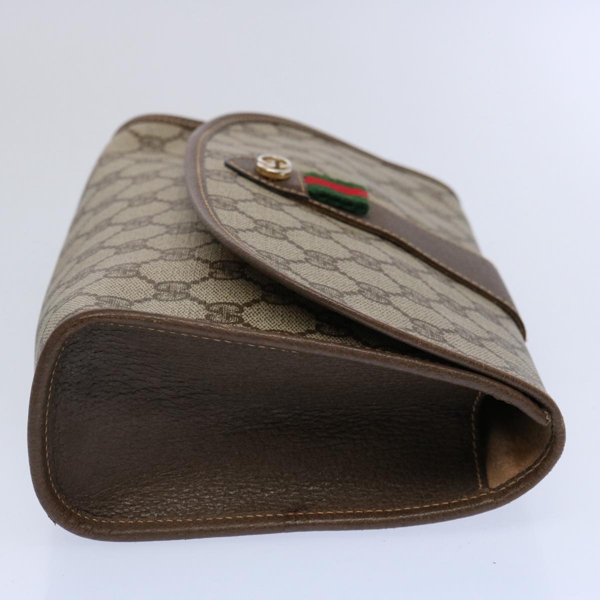 GUCCI GG Canvas Web Sherry Line Clutch Bag PVC Beige Green Red 59919