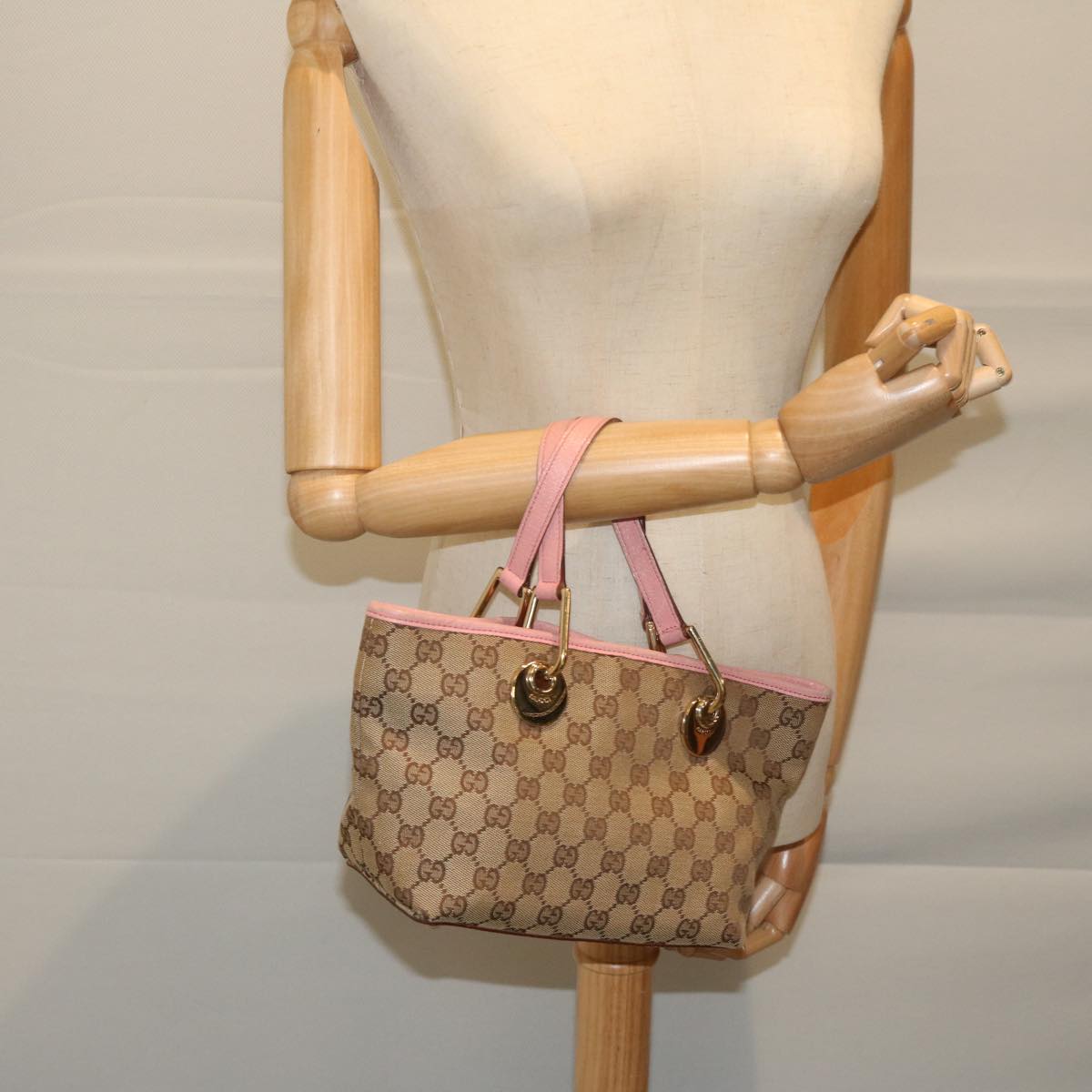 GUCCI GG Canvas Hand Bag Beige 120844 59962