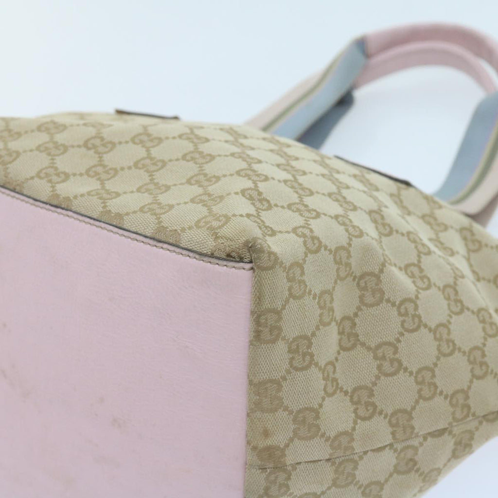 GUCCI GG Canvas Sherry Line Tote Bag Beige Light Blue Green 131230 59964