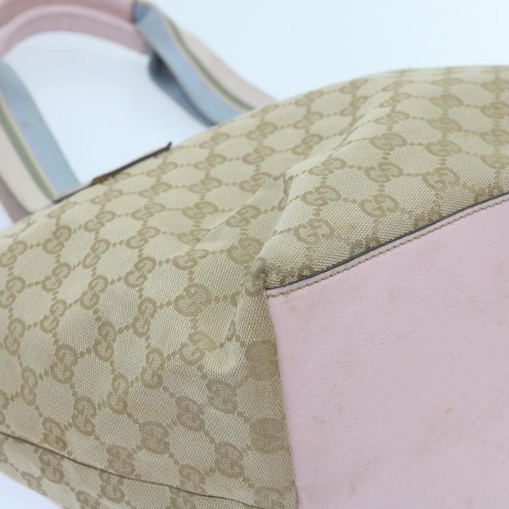 GUCCI GG Canvas Sherry Line Tote Bag Beige Light Blue Green 131230 59964