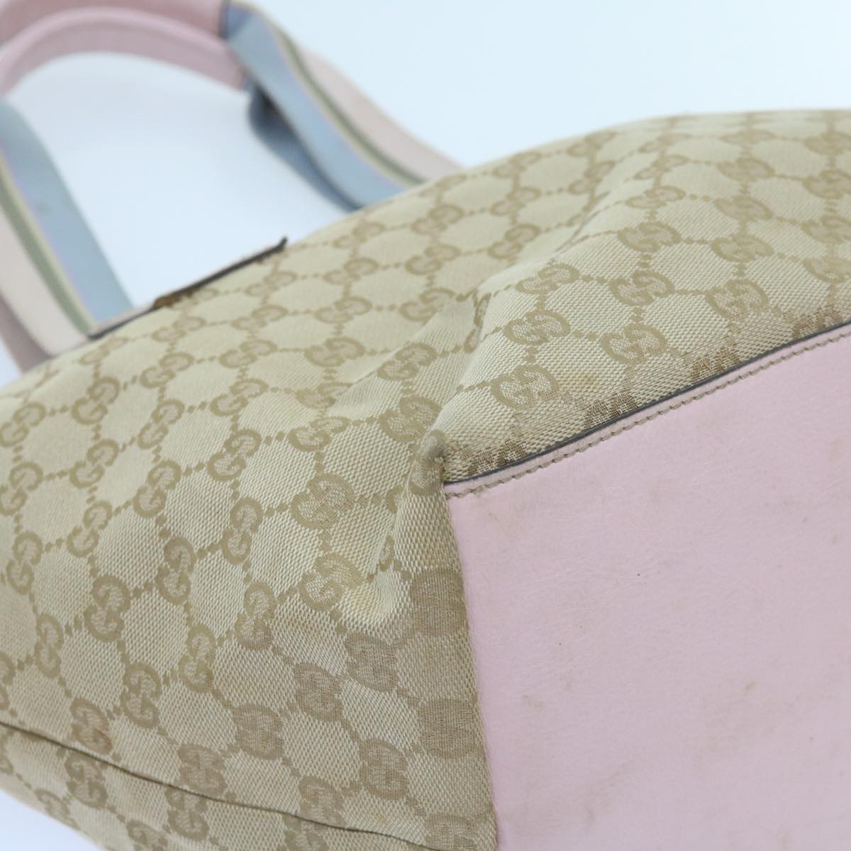 GUCCI GG Canvas Sherry Line Tote Bag Beige Light Blue Green 131230 59964