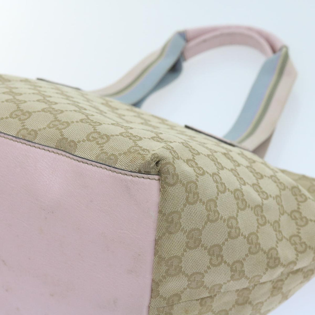 GUCCI GG Canvas Sherry Line Tote Bag Beige Light Blue Green 131230 59964