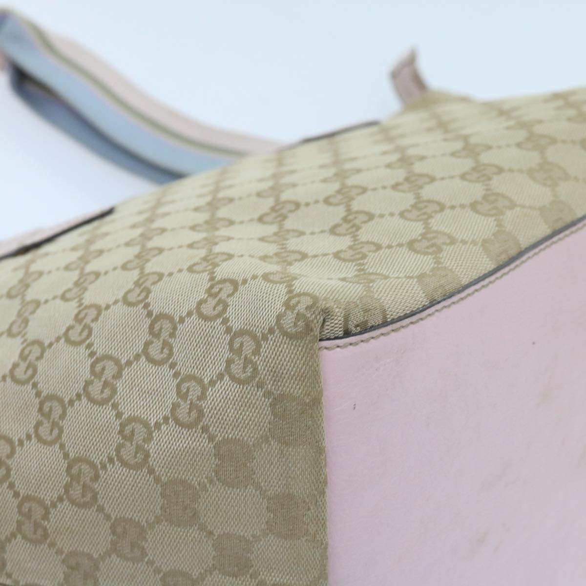 GUCCI GG Canvas Sherry Line Tote Bag Beige Light Blue Green 131230 59964