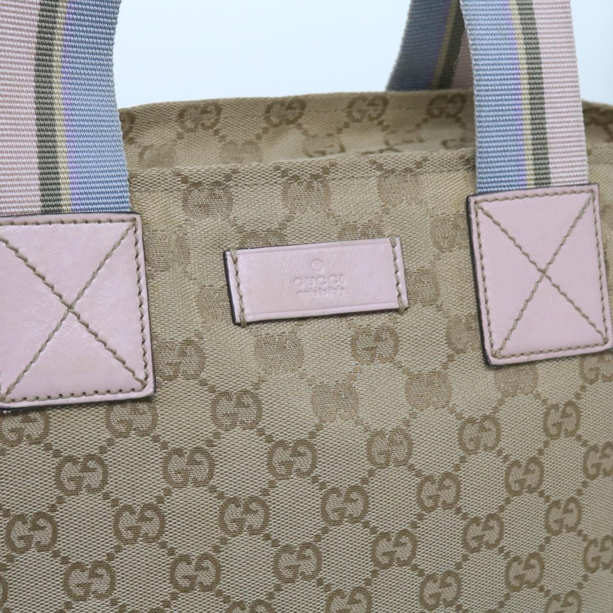 GUCCI GG Canvas Sherry Line Tote Bag Beige Light Blue Green 131230 59964