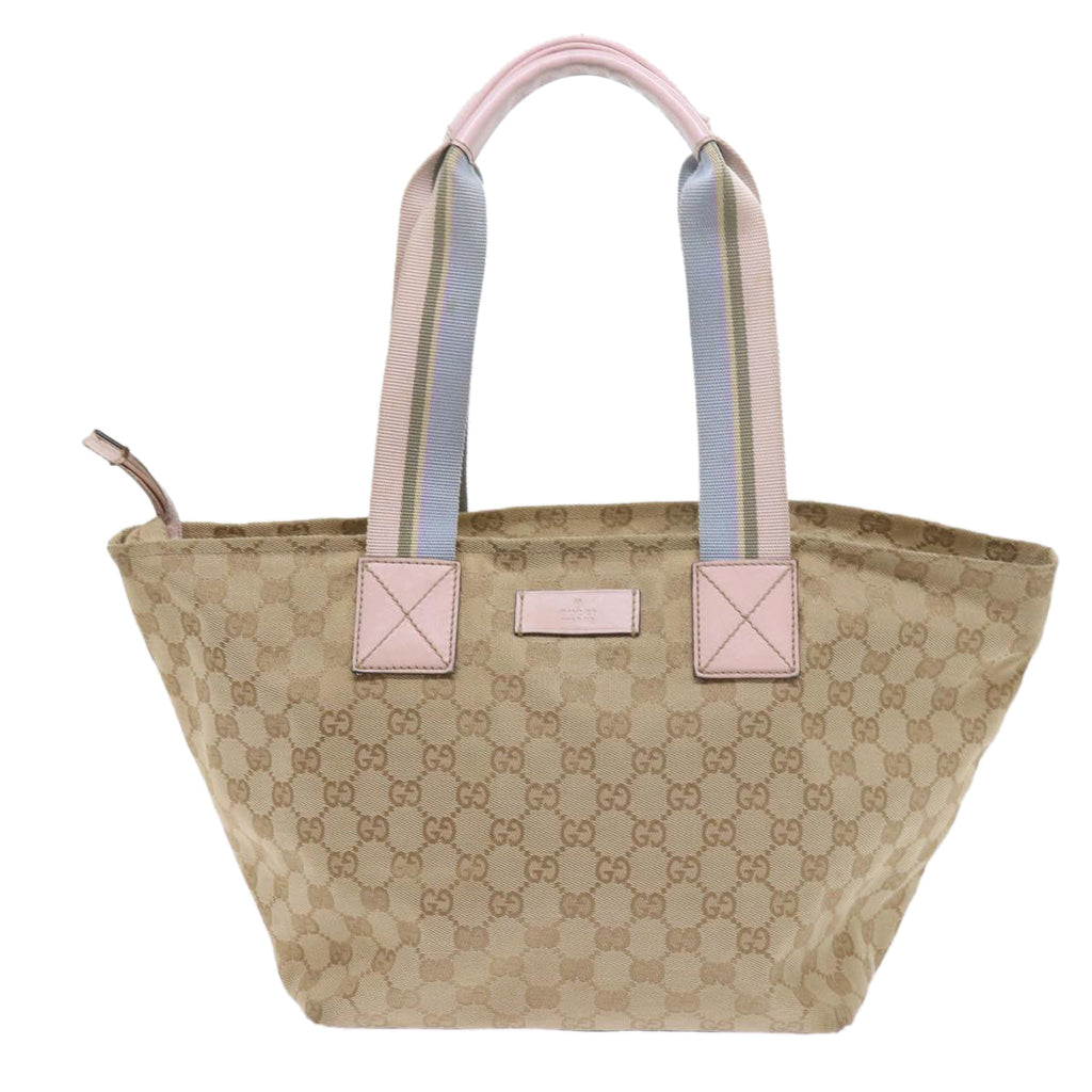 GUCCI GG Canvas Sherry Line Tote Bag Beige Light Blue Green 131230 59964