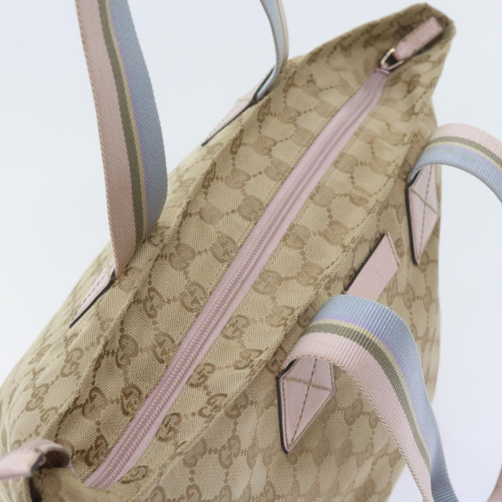 GUCCI GG Canvas Sherry Line Tote Bag Beige Light Blue Green 131230 59964