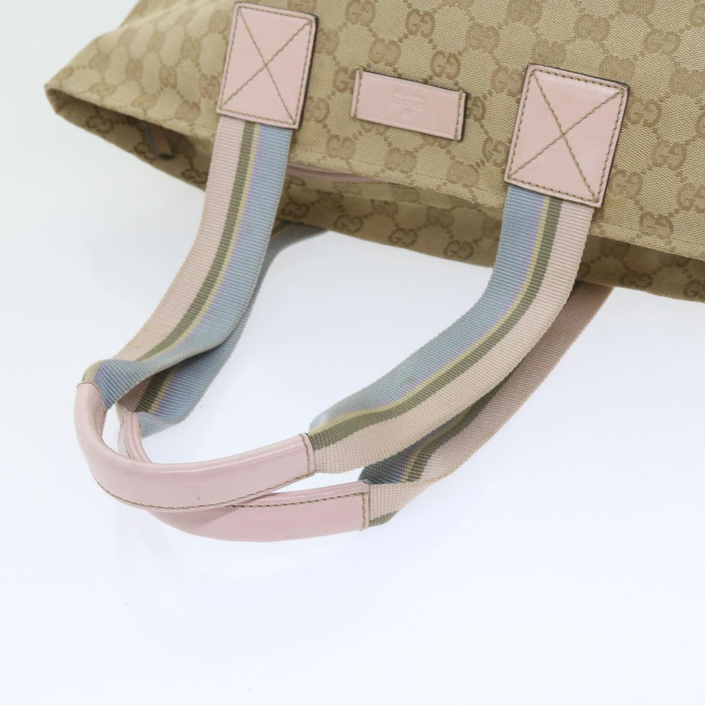 GUCCI GG Canvas Sherry Line Tote Bag Beige Light Blue Green 131230 59964