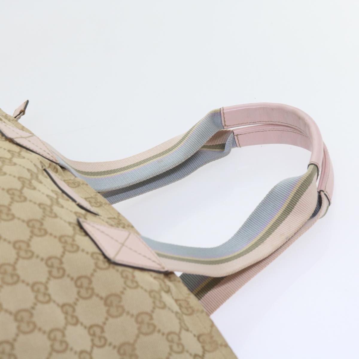 GUCCI GG Canvas Sherry Line Tote Bag Beige Light Blue Green 131230 59964