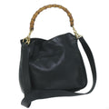 GUCCI Bamboo Shoulder Bag Leather Black 001 1705 1638 59973
