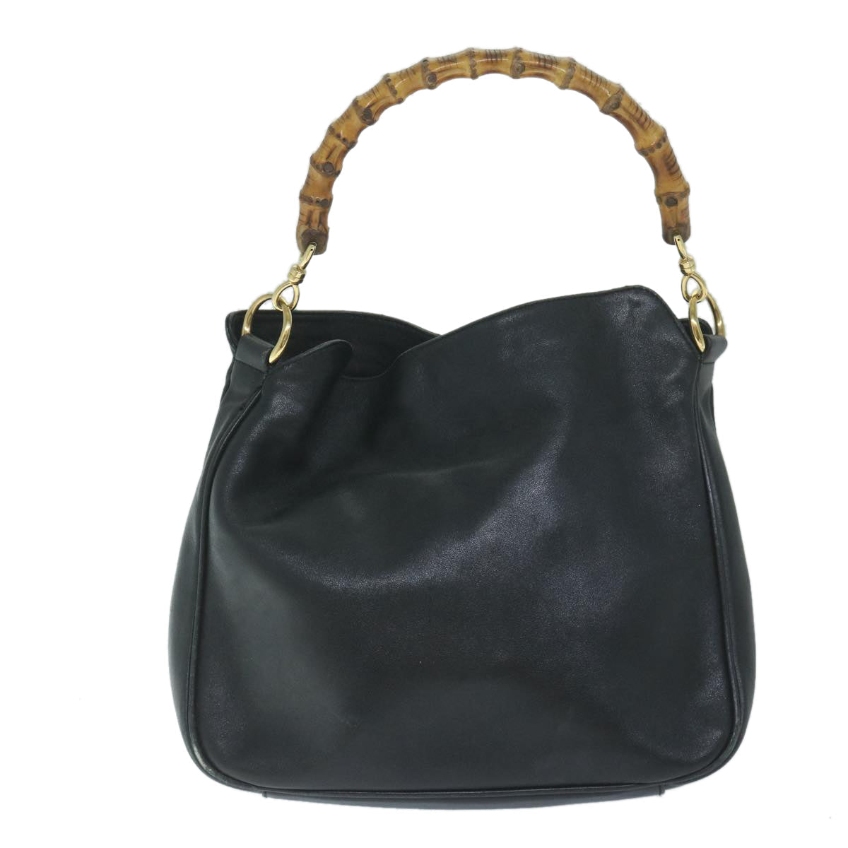 GUCCI Bamboo Shoulder Bag Leather Black 001 1705 1638 59973