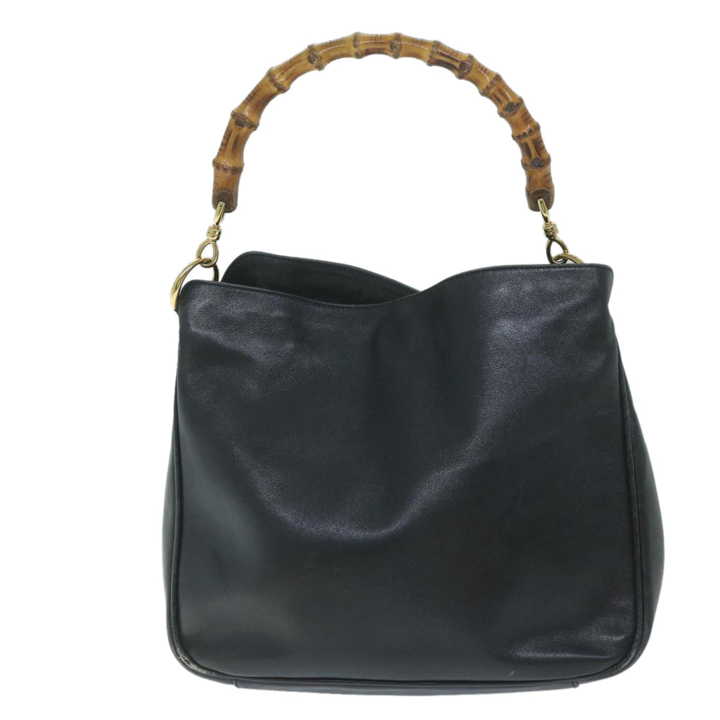 GUCCI Bamboo Shoulder Bag Leather Black 001 1705 1638 59973