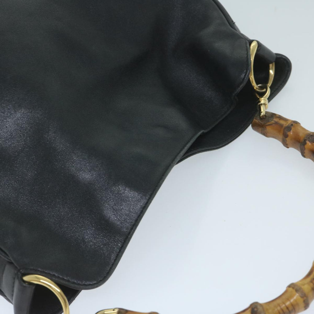 GUCCI Bamboo Shoulder Bag Leather Black 001 1705 1638 59973