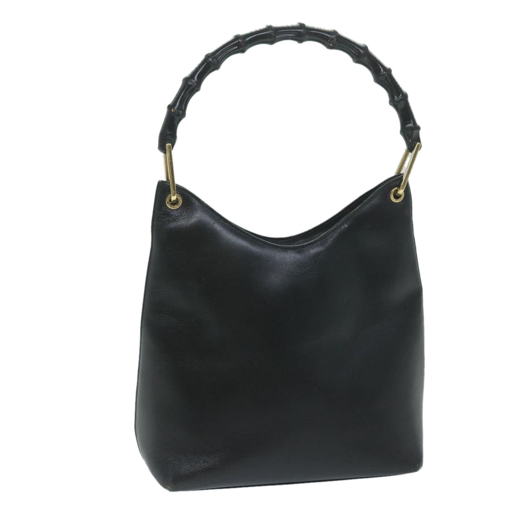 GUCCI Bamboo Shoulder Bag Leather Black 001 2058 3007 59974