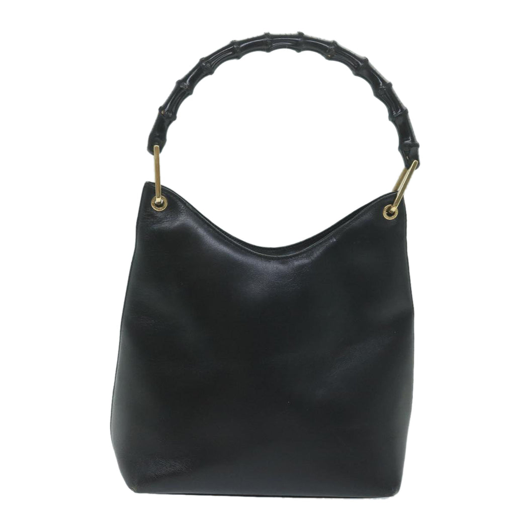 GUCCI Bamboo Shoulder Bag Leather Black 001 2058 3007 59974