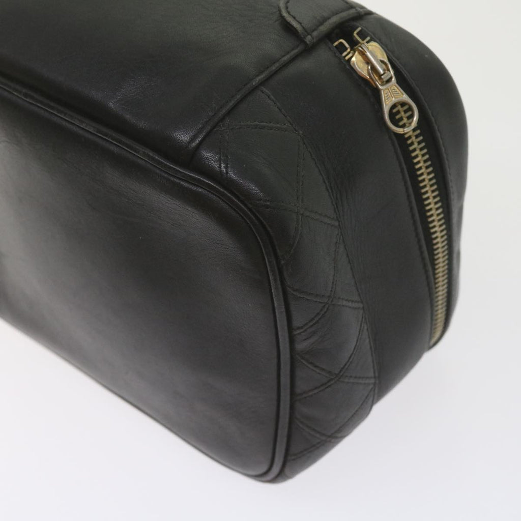 CHANEL Vanity Cosmetic Pouch Leather Black CC 59984