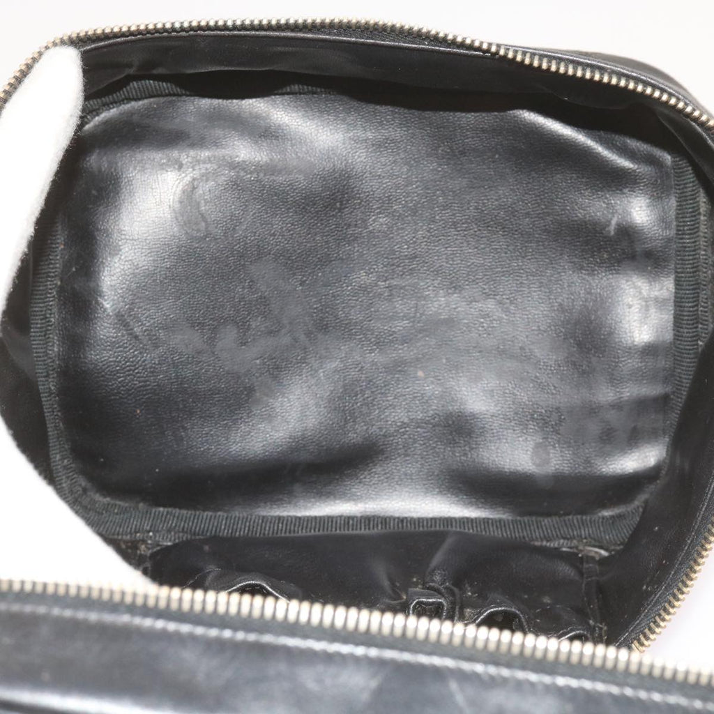 CHANEL Vanity Cosmetic Pouch Leather Black CC 59984