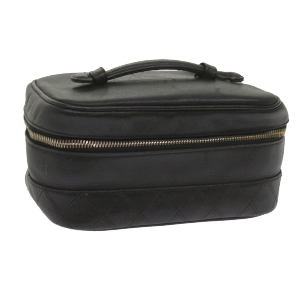 CHANEL Vanity Cosmetic Pouch Leather Black CC 59984