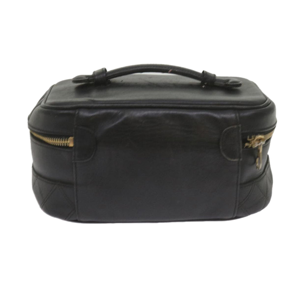CHANEL Vanity Cosmetic Pouch Leather Black CC 59984