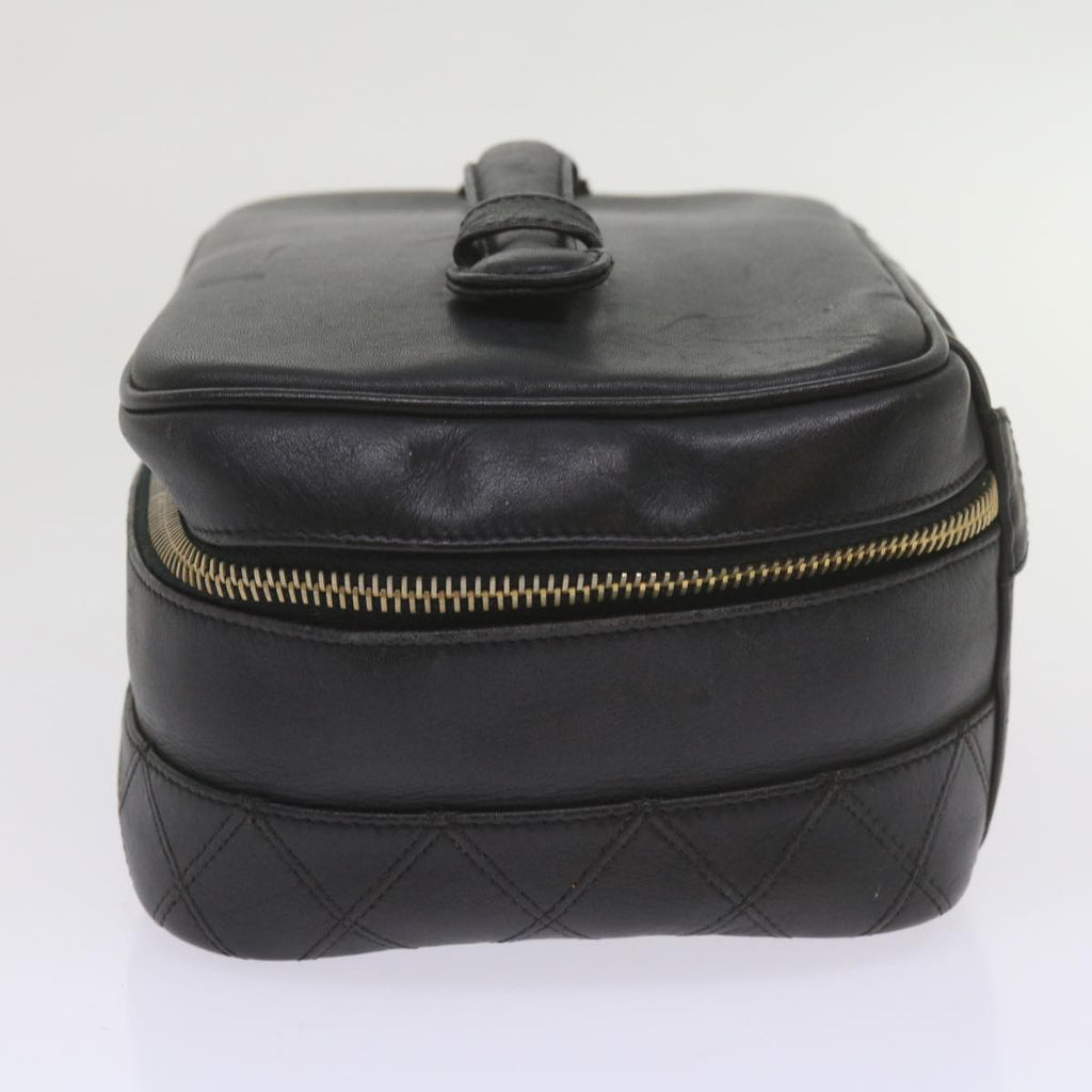 CHANEL Vanity Cosmetic Pouch Leather Black CC 59984