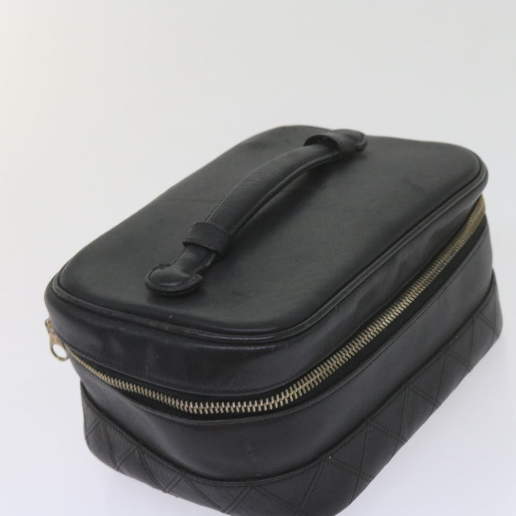 CHANEL Vanity Cosmetic Pouch Leather Black CC 59984