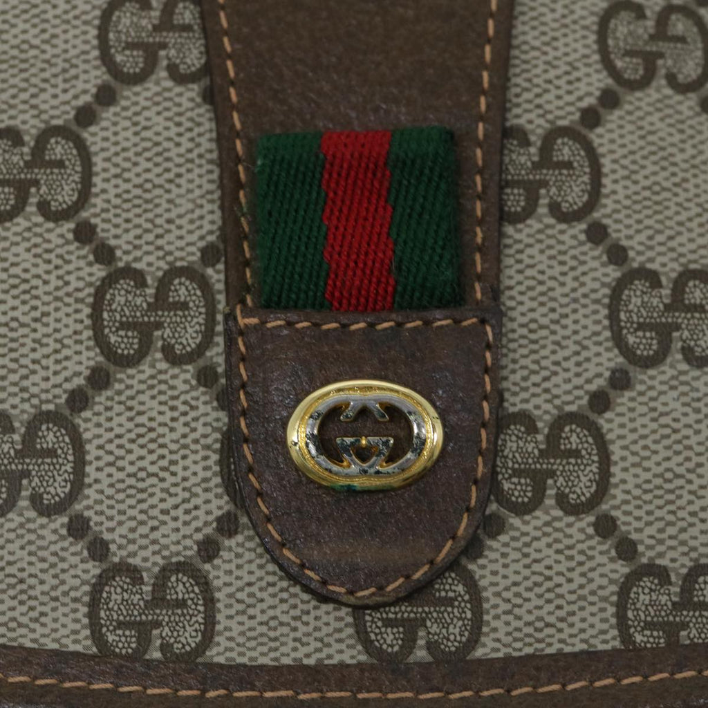 GUCCI GG Canvas Web Sherry Line Clutch Bag PVC Beige Red Green 59987