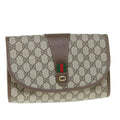GUCCI GG Canvas Web Sherry Line Clutch Bag PVC Beige Red Green 59987