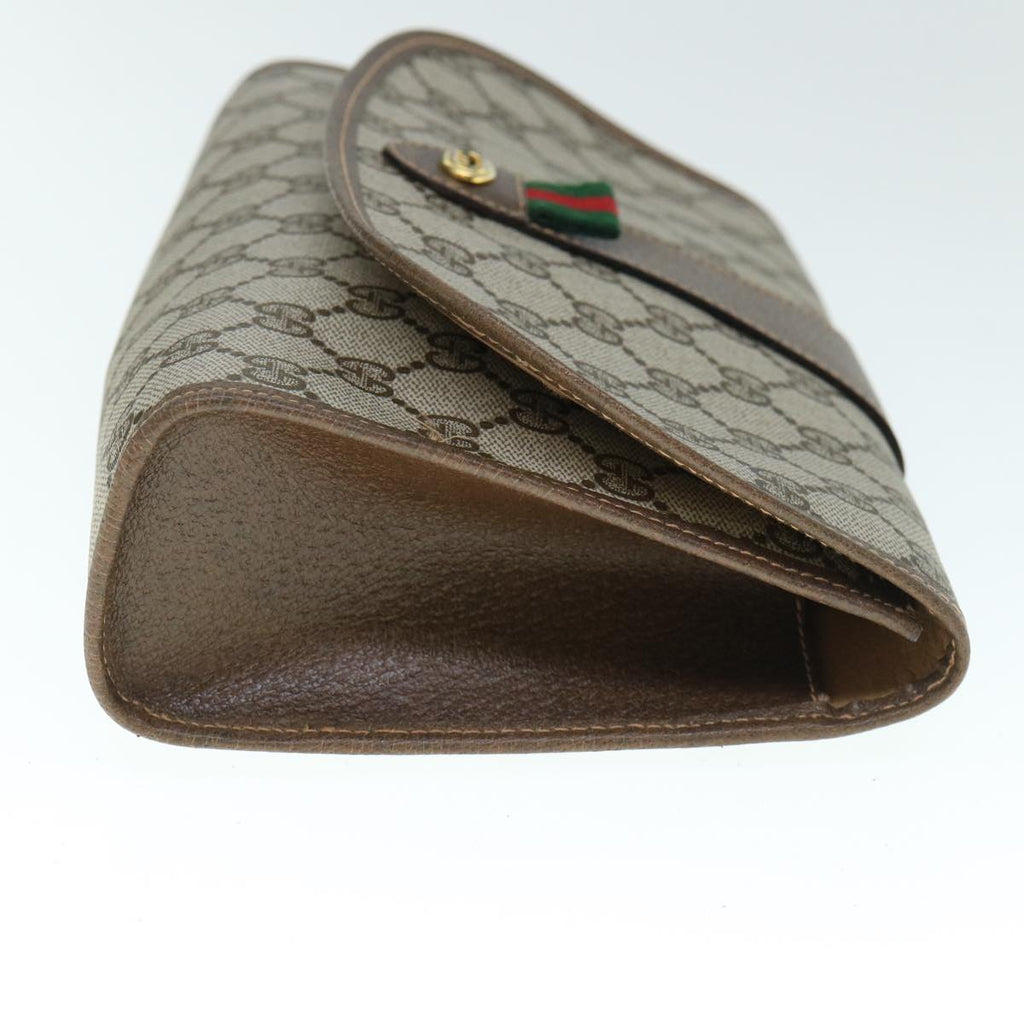 GUCCI GG Canvas Web Sherry Line Clutch Bag PVC Beige Red Green 59987