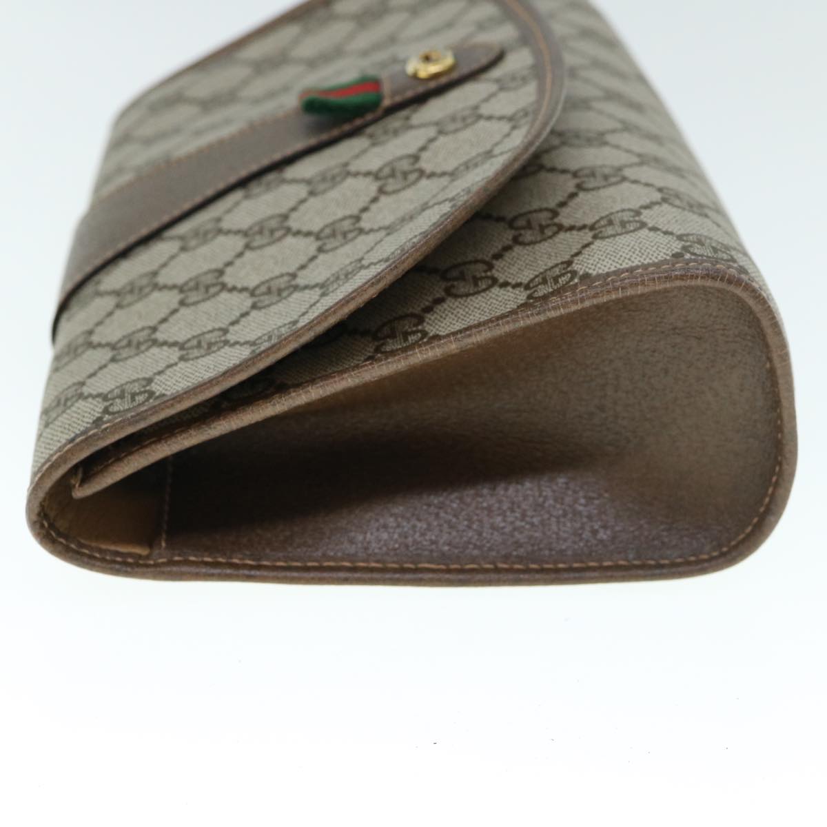 GUCCI GG Canvas Web Sherry Line Clutch Bag PVC Beige Red Green 59987
